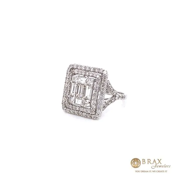 Lady's White 14 Karat Fashion Ring with 1.49ctw Round Diamonds and 0.92ctw Baguette Diamonds - Brax Jewelers Image 2 Brax Jewelers Newport Beach, CA