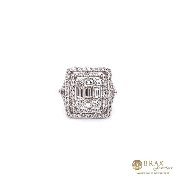 Lady's White 14 Karat Fashion Ring with 1.49ctw Round Diamonds and 0.92ctw Baguette Diamonds - Brax Jewelers Brax Jewelers Newport Beach, CA