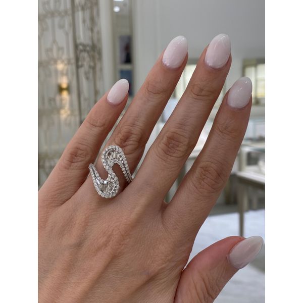 Lady's White 14 Karat Fashion Ring with 0.57ctw Tapered Baguette Diamonds and 1.05ctw Round Diamonds - Brax Jewelers Image 3 Brax Jewelers Newport Beach, CA