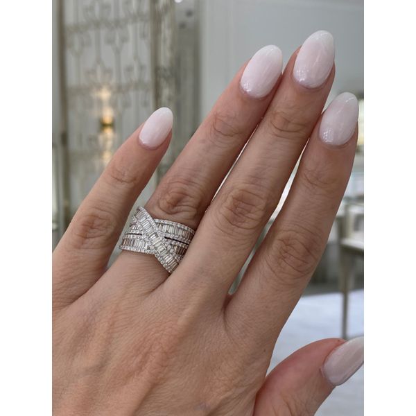 Lady's White 14 Karat Fashion Ring with 0.76ctw Round Diamonds, 1.05ctw Baguette Diamonds, and 0.276ctw Tapered Baguettes - Brax Jewelers Image 4 Brax Jewelers Newport Beach, CA