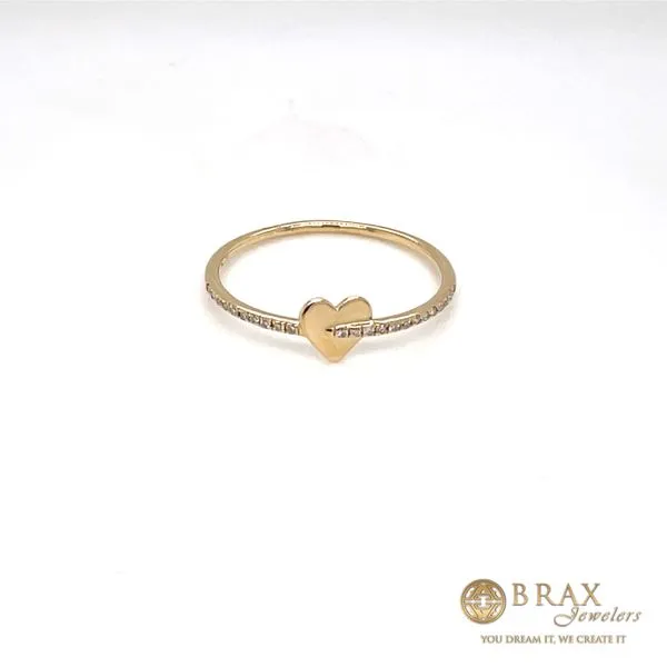 Lady's 14K Yellow Gold Heart Fashion Ring with 0.07ctw Round Diamonds - Brax Jewelers Brax Jewelers Newport Beach, CA