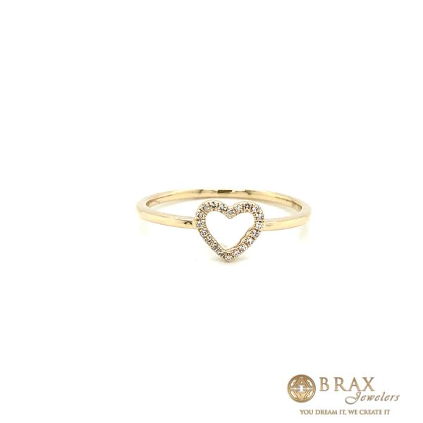 Lady's 14K Yellow Gold Open Heart Fashion Ring with 0.04ctw Round Diamonds - Brax Jewelers Brax Jewelers Newport Beach, CA
