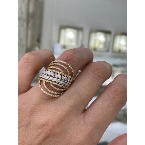 Lady's 14 Karat Two-Tone Gold Diamond Fashion Ring with 1.11ctw Marquise Diamonds and 0.94ctw Round Diamonds - Brax Jewelers Image 3 Brax Jewelers Newport Beach, CA