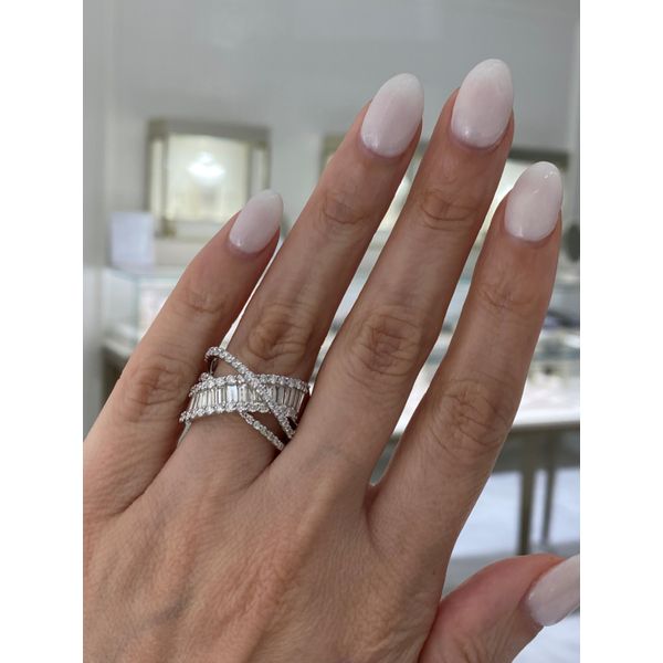 Lady's 14 Karat White Gold Diamond Fashion Ring with 1.30ctw Round Diamonds and 1.11ctw Baguette Diamonds - Brax Jewelers Image 2 Brax Jewelers Newport Beach, CA