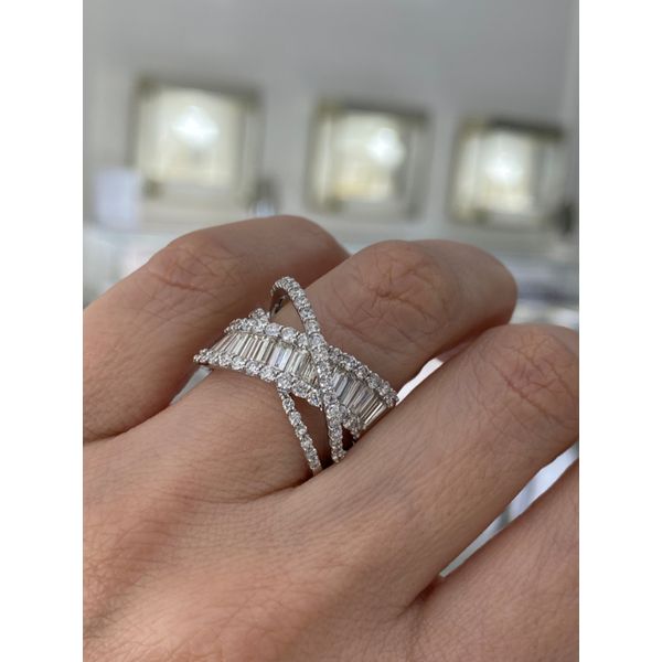 Lady's 14 Karat White Gold Diamond Fashion Ring with 1.30ctw Round Diamonds and 1.11ctw Baguette Diamonds - Brax Jewelers Image 3 Brax Jewelers Newport Beach, CA