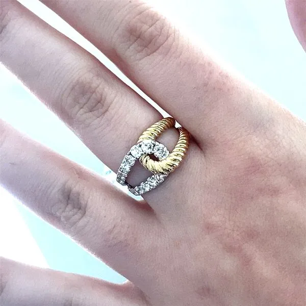 Lady's 14 Karat Two-Tone Gold Diamond Fashion Ring with 0.98ctw Round Diamonds, Size 7 - Brax Jewelers Image 2 Brax Jewelers Newport Beach, CA