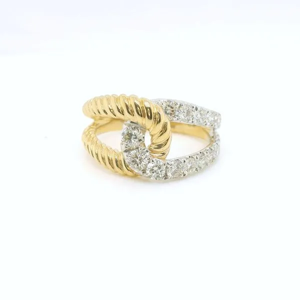 Lady's 14 Karat Two-Tone Gold Diamond Fashion Ring with 0.98ctw Round Diamonds, Size 7 - Brax Jewelers Brax Jewelers Newport Beach, CA