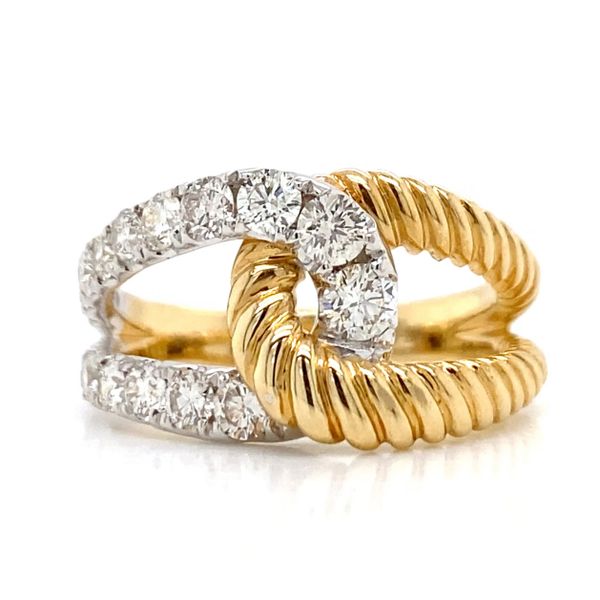 Lady's 14 Karat Two-Tone Gold Diamond Fashion Ring with 0.98ctw Round Diamonds, Size 7 - Brax Jewelers Brax Jewelers Newport Beach, CA