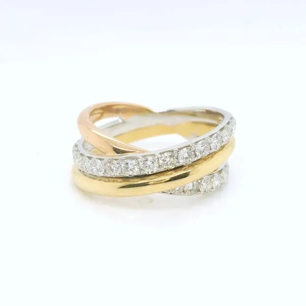 Lady's 14 Karat Tri-Tone Gold Diamond Fashion Ring With 0.90Tw Round Diamonds, Size 7 - Brax Jewelers Brax Jewelers Newport Beach, CA