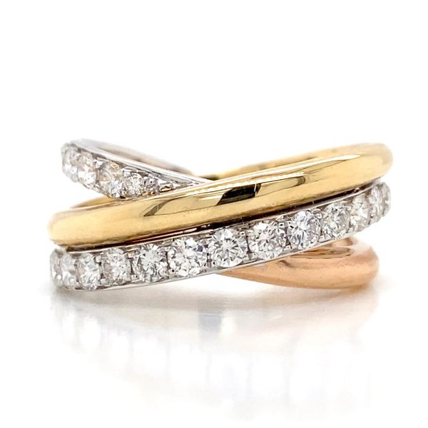 Lady's 14 Karat Tri-Tone Gold Diamond Fashion Ring With 0.90Tw Round Diamonds, Size 7 - Brax Jewelers Brax Jewelers Newport Beach, CA