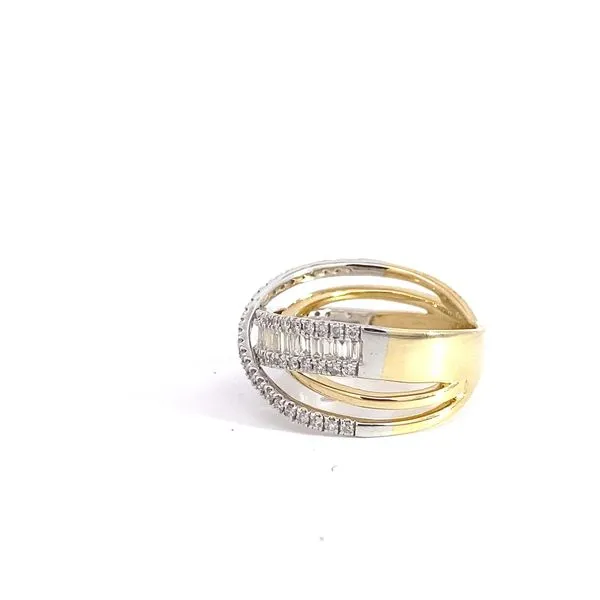 Lady's 14 Karat Two-Tone Gold Diamond Fashion Ring with 0.58ctw Round Diamonds and 0.55ctw Baguette Diamonds - Brax Jewelers Image 3 Brax Jewelers Newport Beach, CA