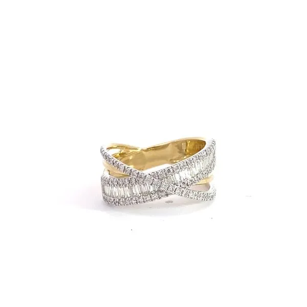 Lady's 14 Karat Two-Tone Gold Diamond Fashion Ring with 0.58ctw Round Diamonds and 0.55ctw Baguette Diamonds - Brax Jewelers Brax Jewelers Newport Beach, CA
