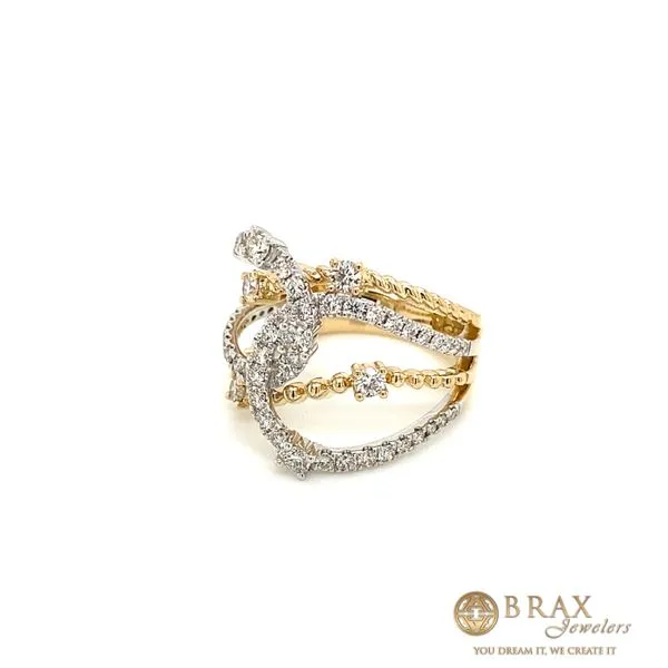 Lady's 14 Karat Two-Tone Gold Diamond Fashion Ring with 1.11ctw Round Diamonds, Ring Size 7 - Brax Jewelers Image 2 Brax Jewelers Newport Beach, CA