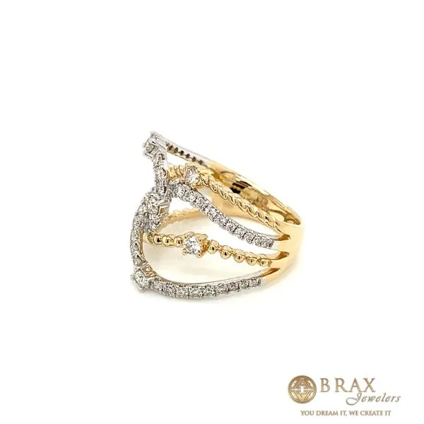 Lady's 14 Karat Two-Tone Gold Diamond Fashion Ring with 1.11ctw Round Diamonds, Ring Size 7 - Brax Jewelers Image 3 Brax Jewelers Newport Beach, CA