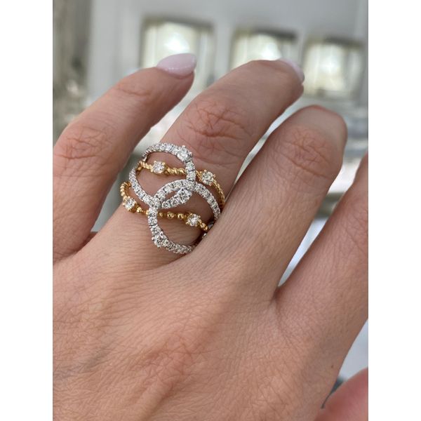 Lady's 14 Karat Two-Tone Gold Diamond Fashion Ring with 1.11ctw Round Diamonds, Ring Size 7 - Brax Jewelers Image 4 Brax Jewelers Newport Beach, CA