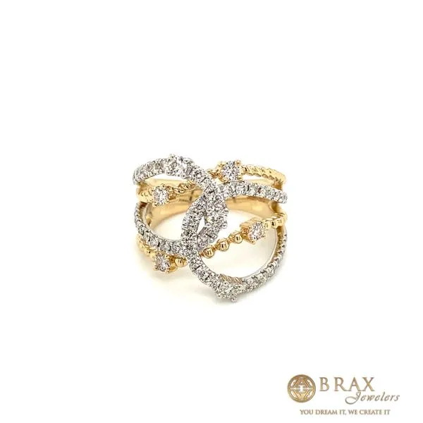 Lady's 14 Karat Two-Tone Gold Diamond Fashion Ring with 1.11ctw Round Diamonds, Ring Size 7 - Brax Jewelers Brax Jewelers Newport Beach, CA