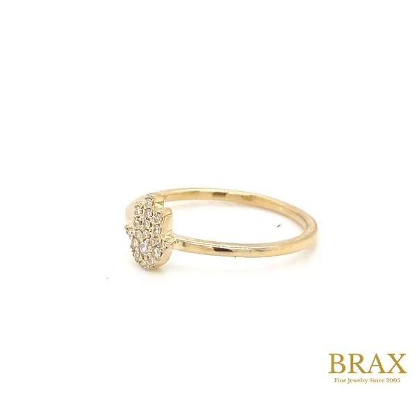 Yellow Gold Diamond Hamsa Fashion Ring with 0.10ctw Round Diamonds - Brax Jewelers Image 4 Brax Jewelers Newport Beach, CA