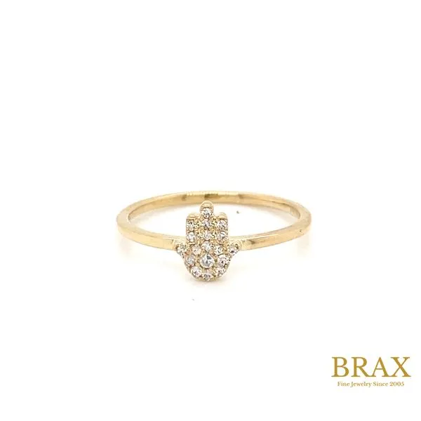 Yellow Gold Diamond Hamsa Fashion Ring with 0.10ctw Round Diamonds - Brax Jewelers Brax Jewelers Newport Beach, CA