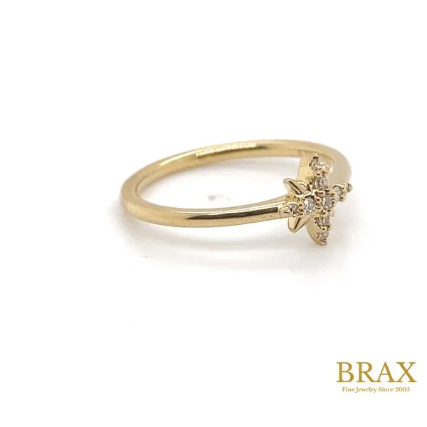Yellow Gold Diamond Star Fashion Ring with 0.08ctw Round Diamonds - Brax Jewelers Image 3 Brax Jewelers Newport Beach, CA