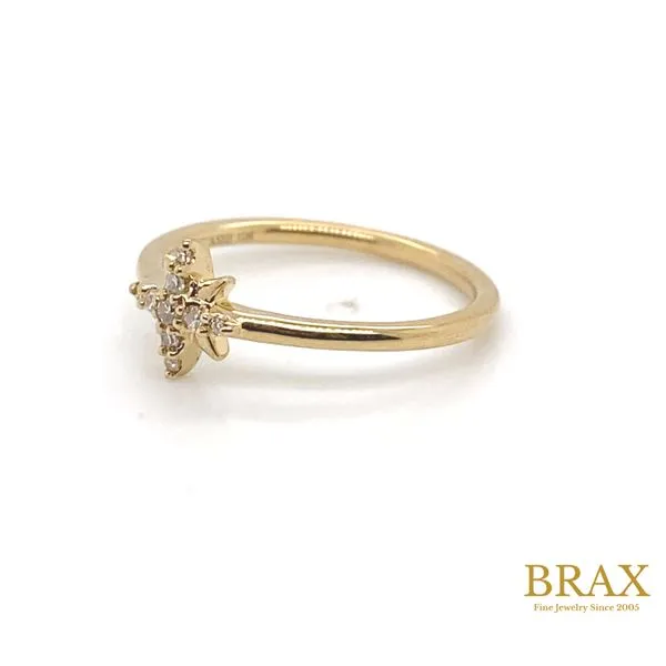 Yellow Gold Diamond Star Fashion Ring with 0.08ctw Round Diamonds - Brax Jewelers Image 4 Brax Jewelers Newport Beach, CA