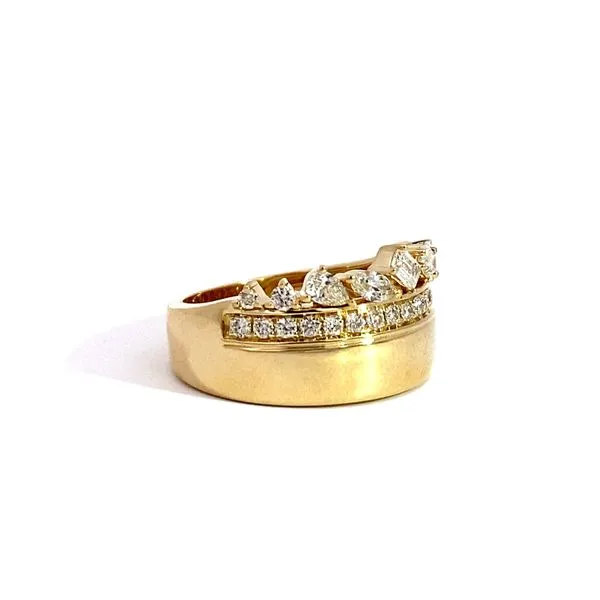 Lady's 14 Karat Yellow Gold Diamond Fashion Ring With 0.75Tw Round, Marquise, Pear, And Emerald Cut Diamonds. Image 3 Brax Jewelers Newport Beach, CA