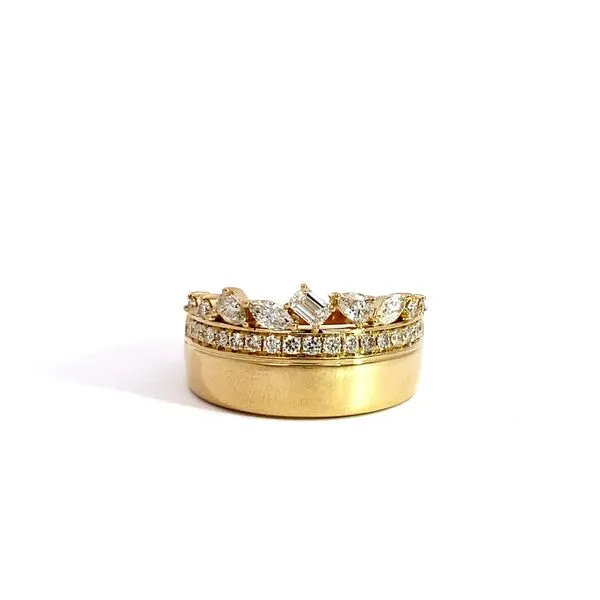 Lady's 14 Karat Yellow Gold Diamond Fashion Ring With 0.75Tw Round, Marquise, Pear, And Emerald Cut Diamonds. Brax Jewelers Newport Beach, CA