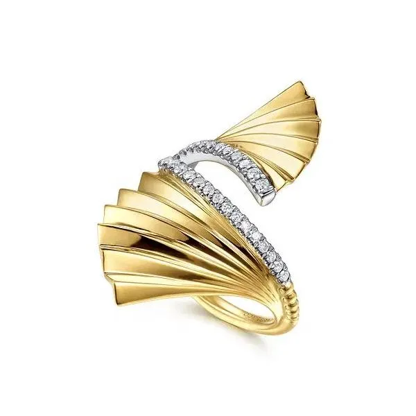Lady's 14 Karat Yellow Gold Diamond Fan Ring With 0.21Tw Round Natural Diamonds LR52938M45JJ - Brax jewelers Image 2 Brax Jewelers Newport Beach, CA