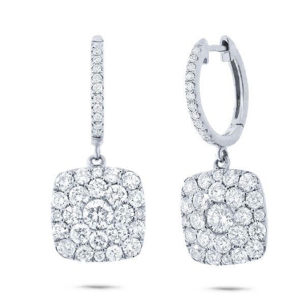 14K White Gold Diamond Drop Earrings Brax Jewelers Newport Beach, CA