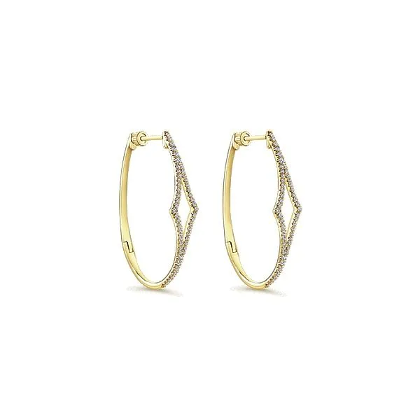 Lady's Medium Hoop Natural Diamond Earrings 14 Karat Yellow Gold EG13176Y45JJ - Brax jewelers Brax Jewelers Newport Beach, CA