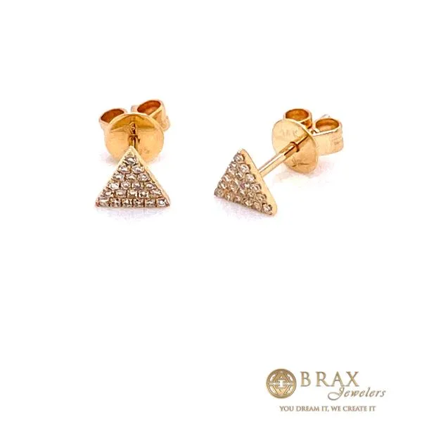 14K Yellow Gold Diamond Pave Triangle Studs Image 2 Brax Jewelers Newport Beach, CA