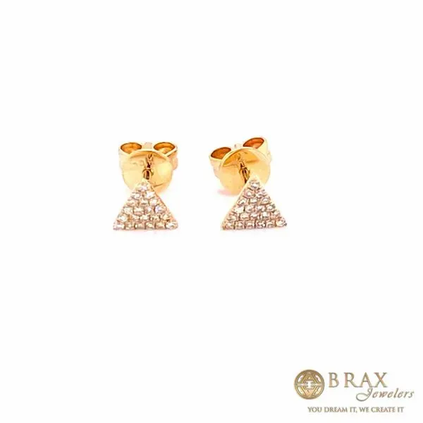 14K Yellow Gold Diamond Pave Triangle Studs Brax Jewelers Newport Beach, CA