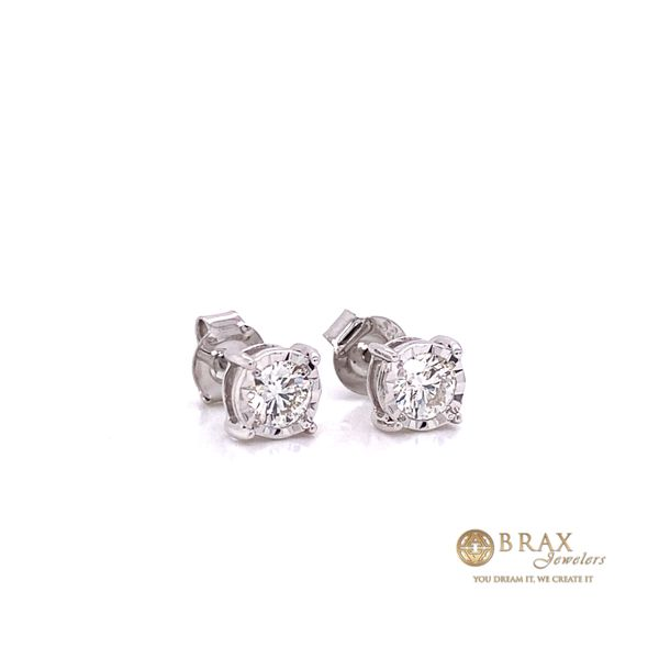 14K White Gold Diamond Stud Earrings Image 2 Brax Jewelers Newport Beach, CA