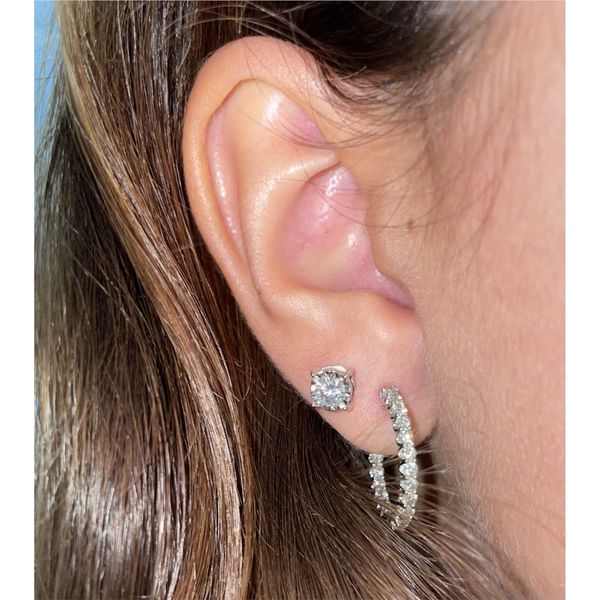 14K White Gold Diamond Stud Earrings Image 4 Brax Jewelers Newport Beach, CA