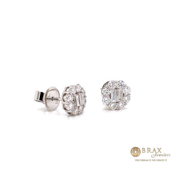 14K White Gold Diamond Baguette Stud Earrings Image 2 Brax Jewelers Newport Beach, CA
