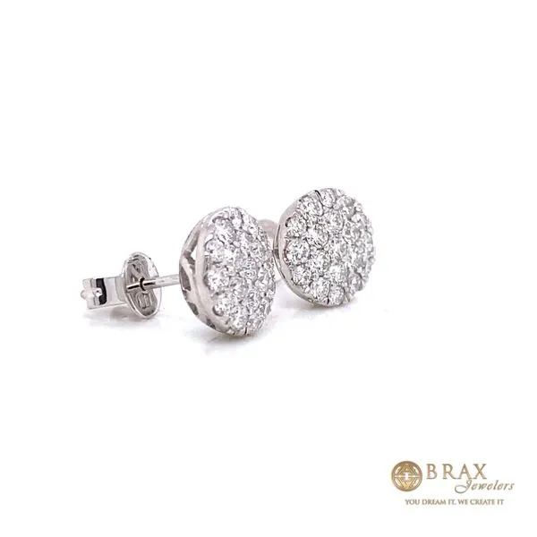 14K White Gold Diamond Pave Circle Earrings Image 3 Brax Jewelers Newport Beach, CA