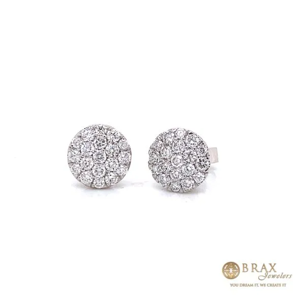 14K White Gold Diamond Pave Circle Earrings Brax Jewelers Newport Beach, CA