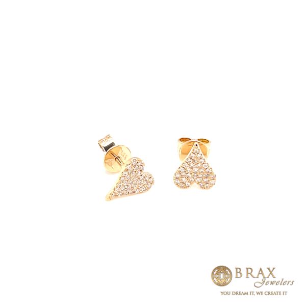 14K Yellow Gold Diamond Pave Heart Earrings Brax Jewelers Newport Beach, CA