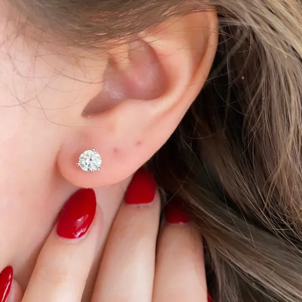 14K White Gold 1.00Ct Diamond Stud Earrings Brax Jewelers Newport Beach, CA