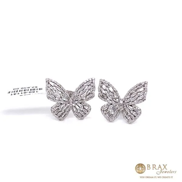 14K White Gold Diamond Butterfly Earrings Brax Jewelers Newport Beach, CA