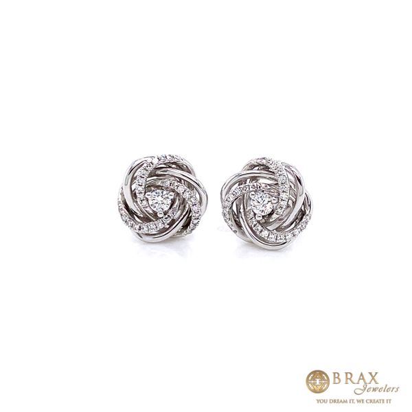 14K White Gold Diamond Love Knot Earrings Brax Jewelers Newport Beach, CA