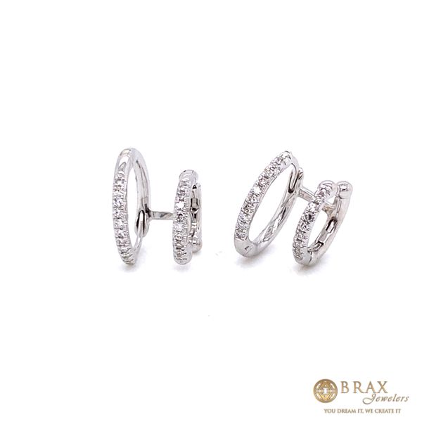 14K White Gold Double Diamond Huggie Earrings Brax Jewelers Newport Beach, CA