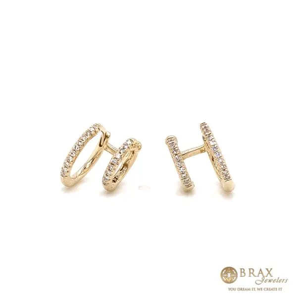 14K Yellow Gold Diamond Double Huggie Earrings Brax Jewelers Newport Beach, CA