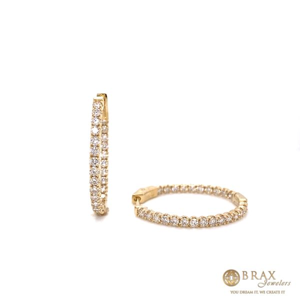 14K Yellow Gold Small 1.96Ct Diamond Hoop Earrings Brax Jewelers Newport Beach, CA