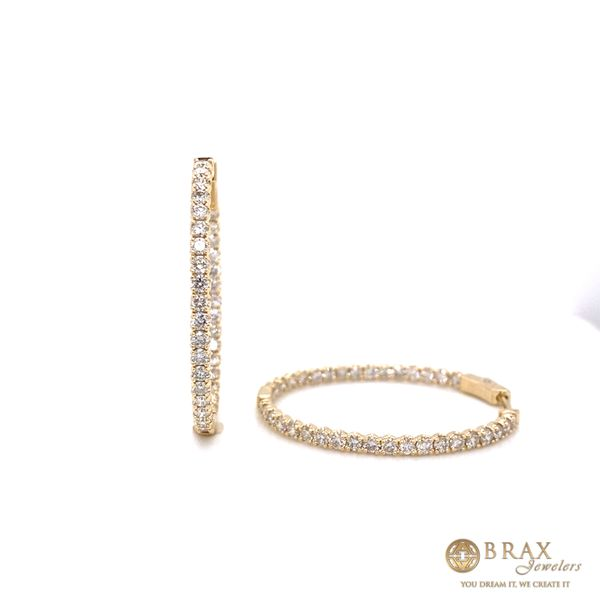 Lady's Hoop Natural Diamond Earrings 14 Karat Yellow Gold EDD6718_OV-310 - Brax jewelers Brax Jewelers Newport Beach, CA