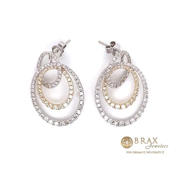 14K Two-Tone Gold Interlocking Circles Diamond Earrings Brax Jewelers Newport Beach, CA