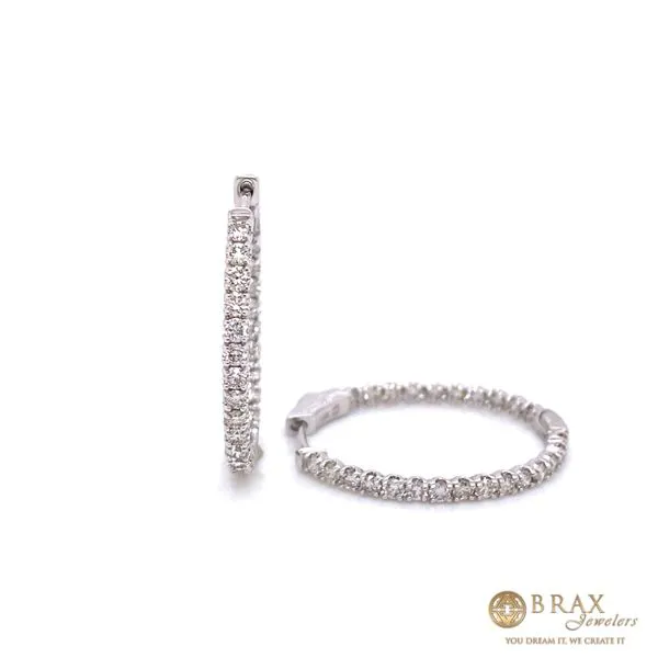 14K White Gold Small 1.88Ct Diamond Hoop Earrings Brax Jewelers Newport Beach, CA