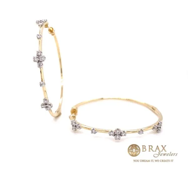 Lady's Large Hoop Natural Diamond Earrings 14 Karat Yellow Gold EG13673Y45JJ - Brax jewelers Brax Jewelers Newport Beach, CA