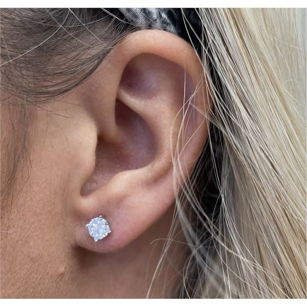 14K White Gold Cluster Diamond Stud Earrings Image 4 Brax Jewelers Newport Beach, CA