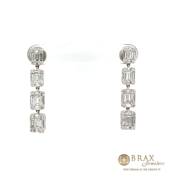 14K White Gold Drop Diamond Baguette Earrings Brax Jewelers Newport Beach, CA