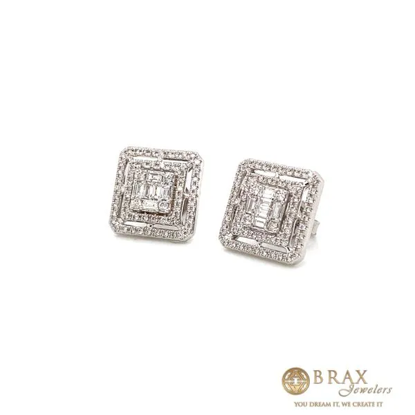 14K White Gold Diamond Baguette Earrings Image 2 Brax Jewelers Newport Beach, CA